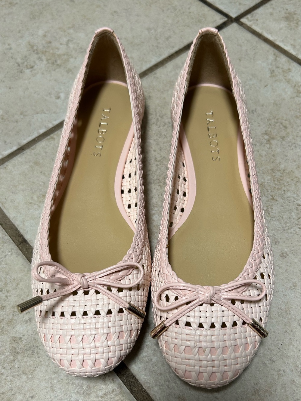 Talbots Blush Pink Woven Bow Ballet Flats